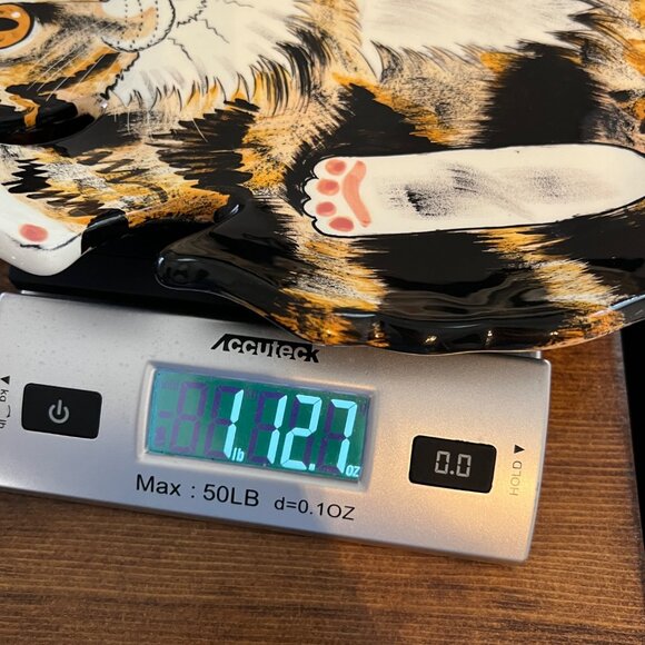 Cats by Nina Lyman Ceramic Cat Shaped Plate Platter Orange Black Calico - Picture 12 of 12